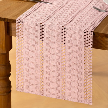 Pink Boho Table Runner Farmhouse Macrame Woven Table Runner 12x48 Inch