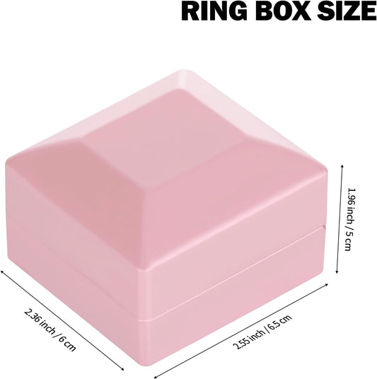 LED Stud Earring Jewelry Gift Box for Proposal, Wedding, Engagement，Birthday Luxury Jewelry Gift Box with LED Light, Jewellry Display Box (Pink)