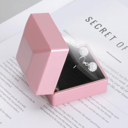 LED Stud Earring Jewelry Gift Box for Proposal, Wedding, Engagement，Birthday Luxury Jewelry Gift Box with LED Light, Jewellry Display Box (Pink)