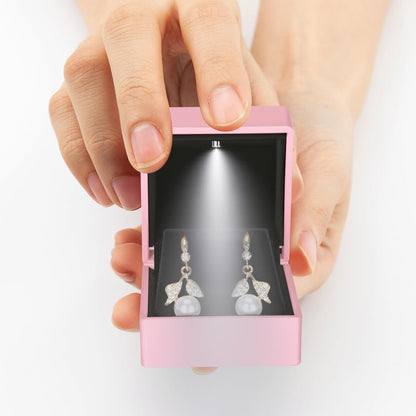 LED Stud Earring Jewelry Gift Box for Proposal, Wedding, Engagement，Birthday Luxury Jewelry Gift Box with LED Light, Jewellry Display Box (Pink)