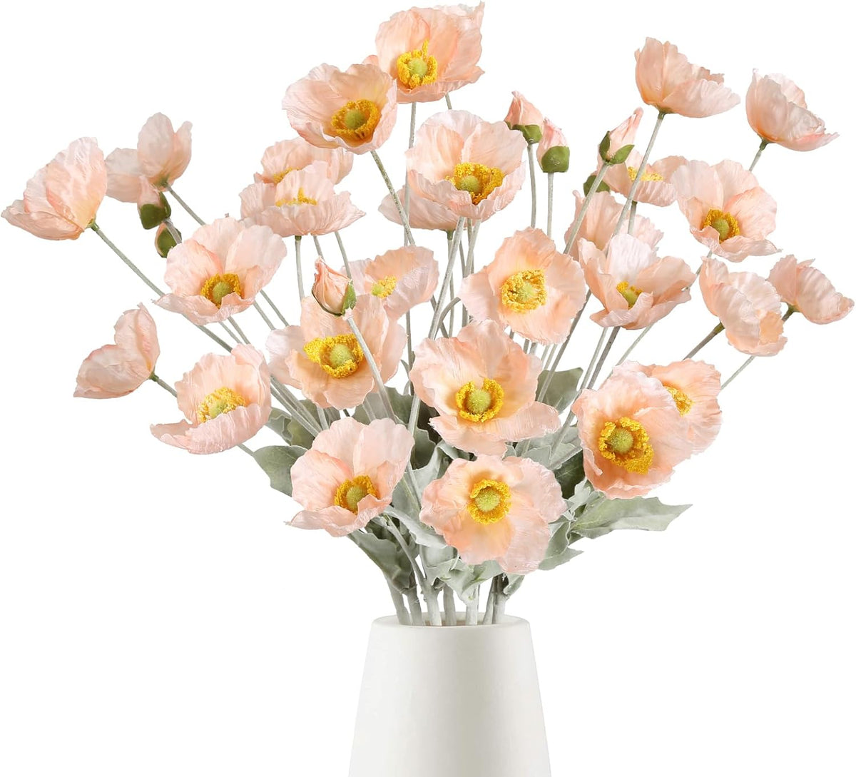 Faux Poppy Flowers,8PCS Artificial Poppy Flowers Silk Poppies for Wedding Bouquet Party Table Centerpiece Arrangement Home Decor(Peach Coral)