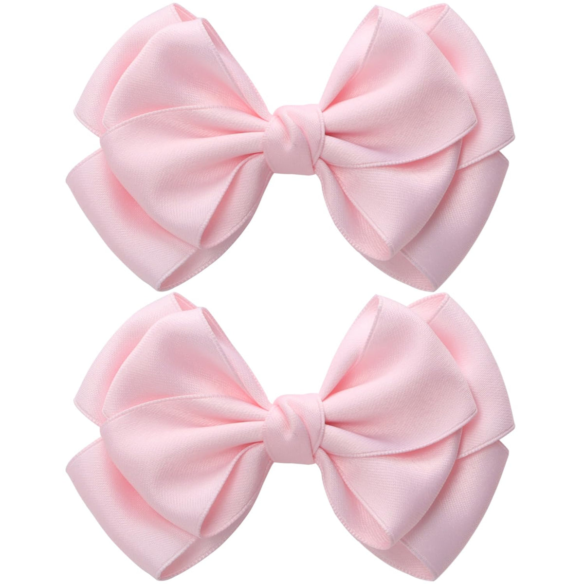 4.5 Inches Double Hair Bows for Women Girls Thick Ribbon Boutique Alligator Clips Hair Accessories for Older Kids Children Young Girls 2 Pcs (Light Pink)