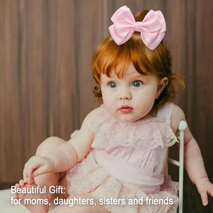 4.5 Inches Double Hair Bows for Women Girls Thick Ribbon Boutique Alligator Clips Hair Accessories for Older Kids Children Young Girls 2 Pcs (Light Pink)