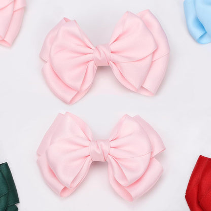 4.5 Inches Double Hair Bows for Women Girls Thick Ribbon Boutique Alligator Clips Hair Accessories for Older Kids Children Young Girls 2 Pcs (Light Pink)
