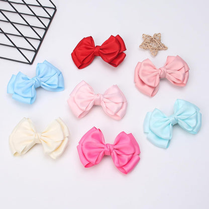 4.5 Inches Double Hair Bows for Women Girls Thick Ribbon Boutique Alligator Clips Hair Accessories for Older Kids Children Young Girls 2 Pcs (Light Pink)