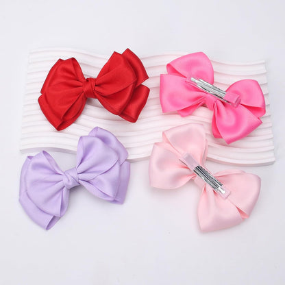 4.5 Inches Double Hair Bows for Women Girls Thick Ribbon Boutique Alligator Clips Hair Accessories for Older Kids Children Young Girls 2 Pcs (Light Pink)