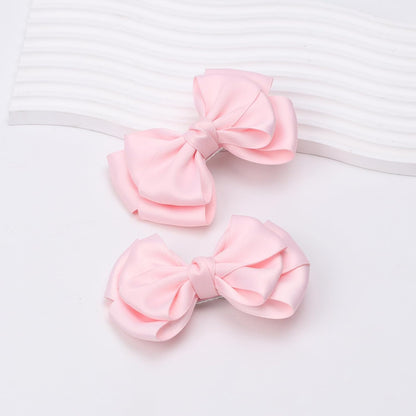 4.5 Inches Double Hair Bows for Women Girls Thick Ribbon Boutique Alligator Clips Hair Accessories for Older Kids Children Young Girls 2 Pcs (Light Pink)