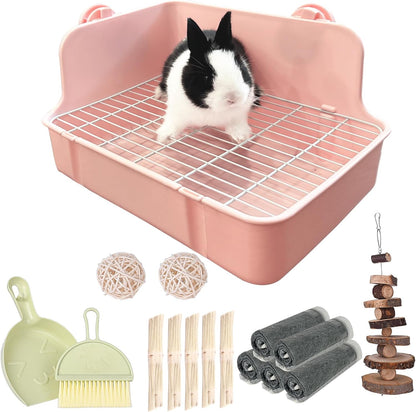 Rabbit Litter Box Bunny Litter Box Guinea Pig Potty Trainer Corner Bedding Pet Potty Pan for Rabbit Guinea Pig Ferret Small Animal Cage Accessories