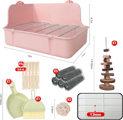 Rabbit Litter Box Bunny Litter Box Guinea Pig Potty Trainer Corner Bedding Pet Potty Pan for Rabbit Guinea Pig Ferret Small Animal Cage Accessories