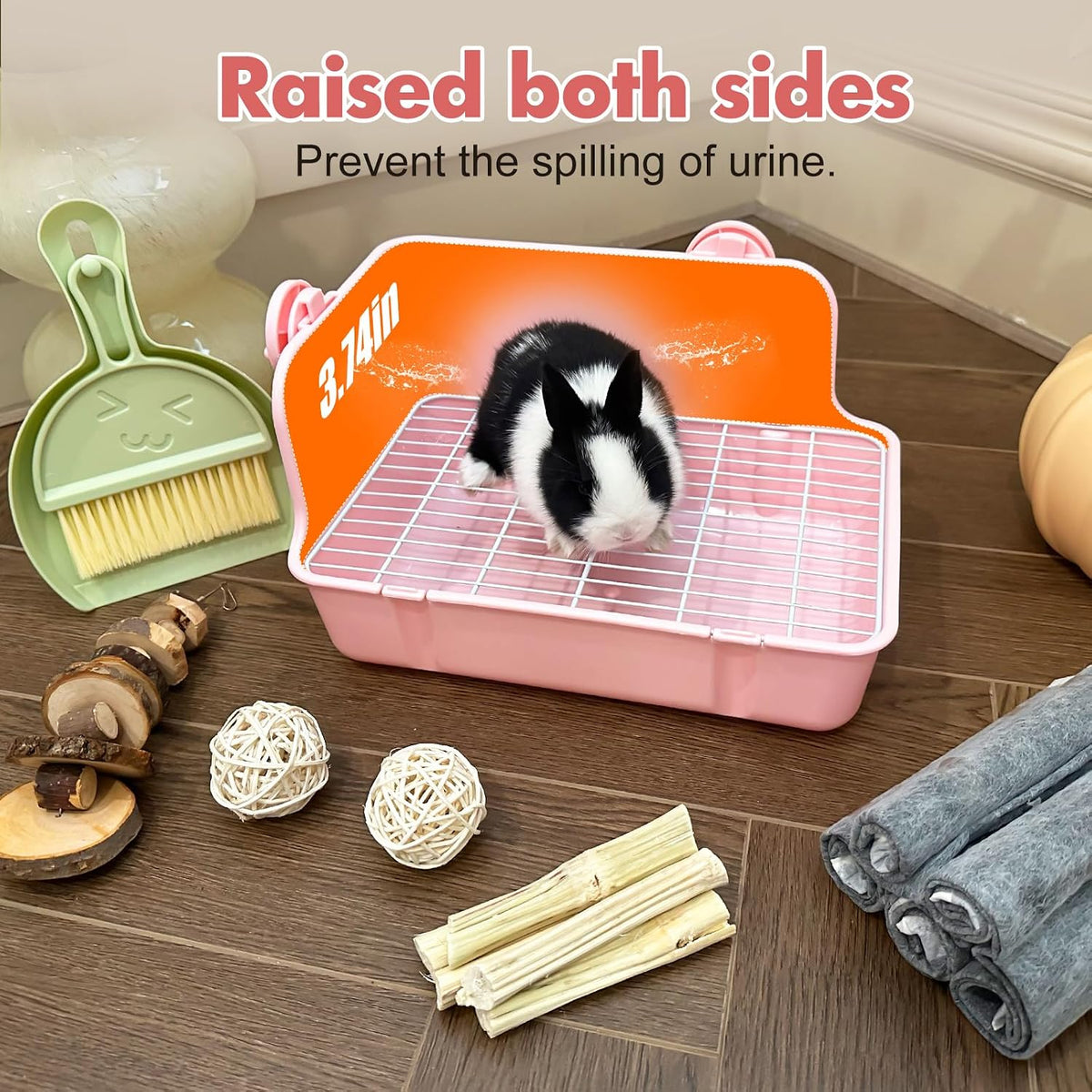 Rabbit Litter Box Bunny Litter Box Guinea Pig Potty Trainer Corner Bedding Pet Potty Pan for Rabbit Guinea Pig Ferret Small Animal Cage Accessories