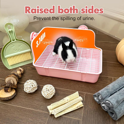 Rabbit Litter Box Bunny Litter Box Guinea Pig Potty Trainer Corner Bedding Pet Potty Pan for Rabbit Guinea Pig Ferret Small Animal Cage Accessories