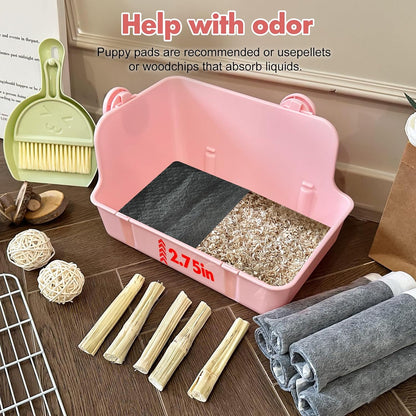 Rabbit Litter Box Bunny Litter Box Guinea Pig Potty Trainer Corner Bedding Pet Potty Pan for Rabbit Guinea Pig Ferret Small Animal Cage Accessories
