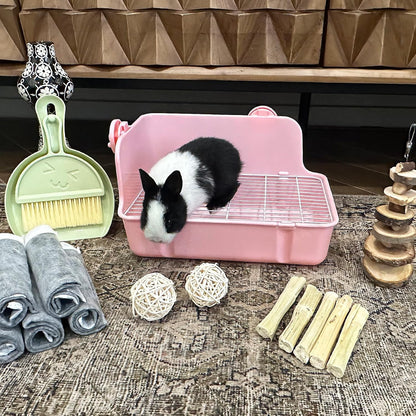 Rabbit Litter Box Bunny Litter Box Guinea Pig Potty Trainer Corner Bedding Pet Potty Pan for Rabbit Guinea Pig Ferret Small Animal Cage Accessories