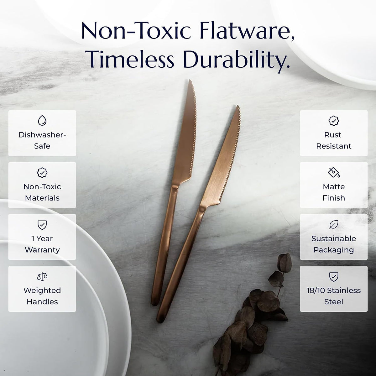 Steak Knife 4-Piece Flatware Set, 18/10 Stainless Steel