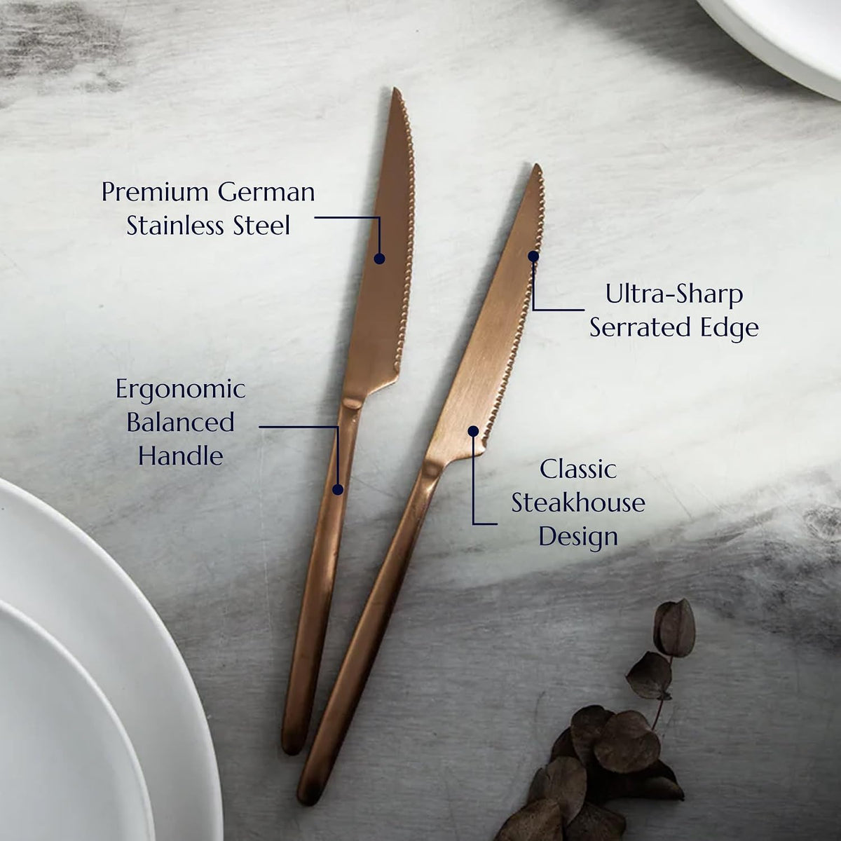 Steak Knife 4-Piece Flatware Set, 18/10 Stainless Steel