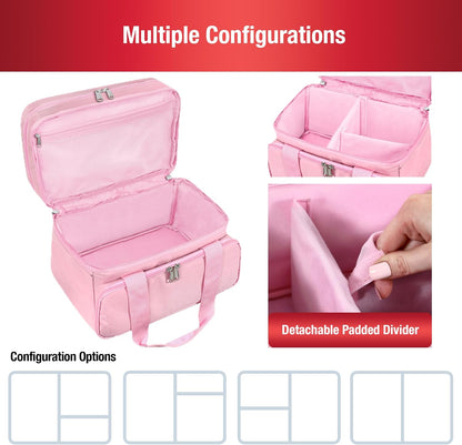 Portable Sewing Accessories Organizer Bag, 18 Compartments, Pink