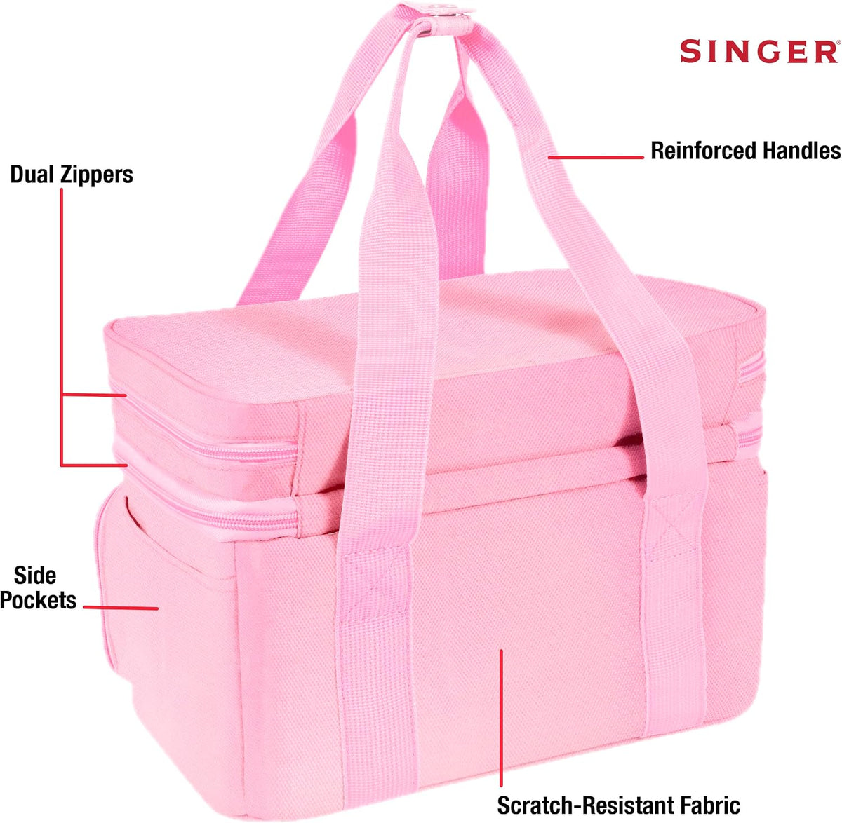 Portable Sewing Accessories Organizer Bag, 18 Compartments, Pink