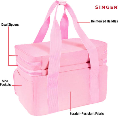 Portable Sewing Accessories Organizer Bag, 18 Compartments, Pink