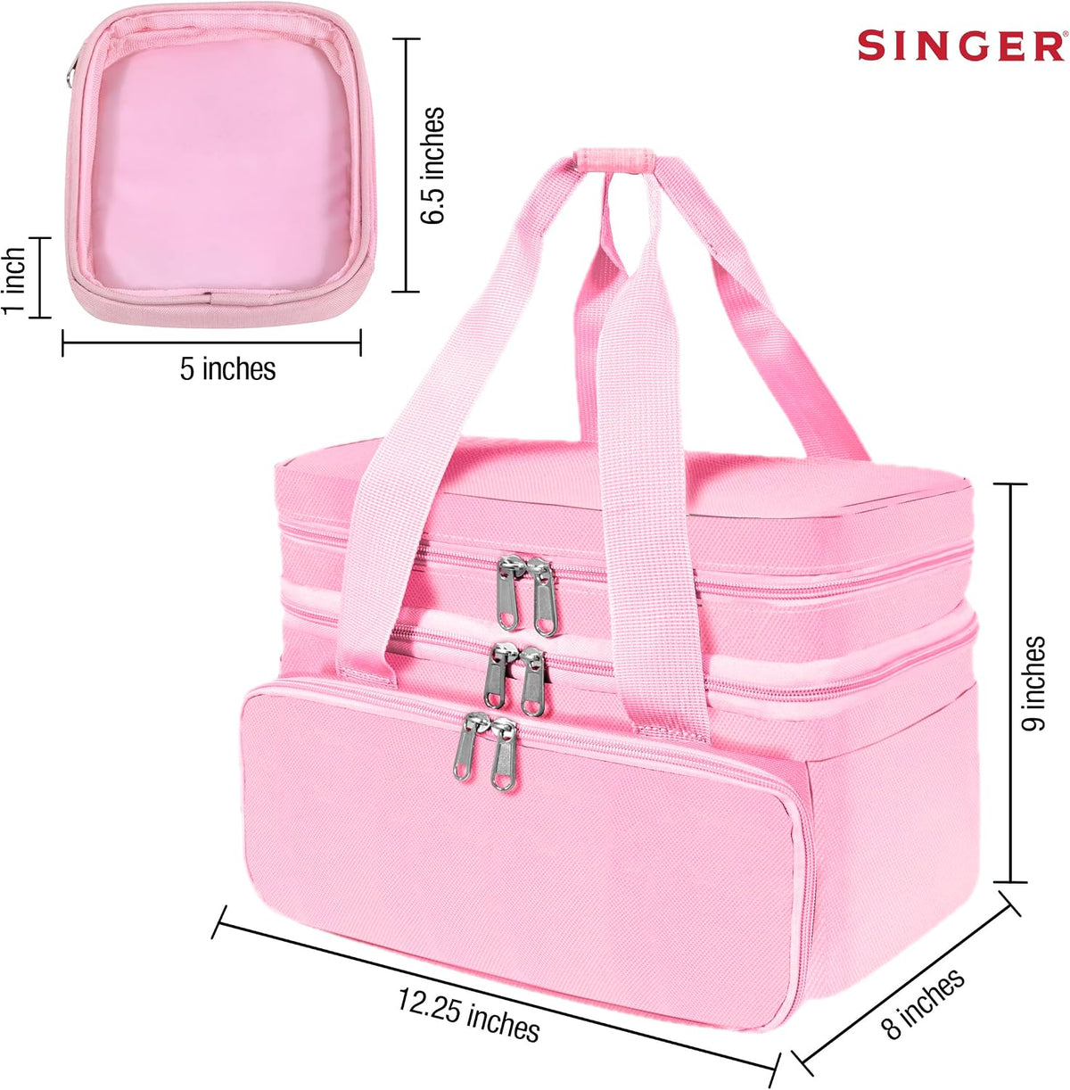 Portable Sewing Accessories Organizer Bag, 18 Compartments, Pink