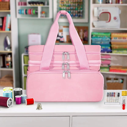 Portable Sewing Accessories Organizer Bag, 18 Compartments, Pink