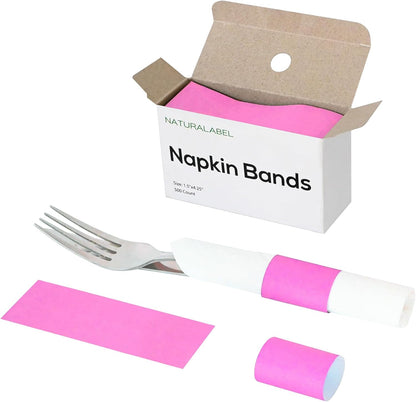 Self-Adhesive Napkin Bands, Pack of 500, Pink
