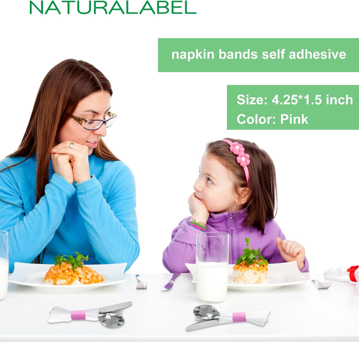 Self-Adhesive Napkin Bands, Pack of 500, Pink