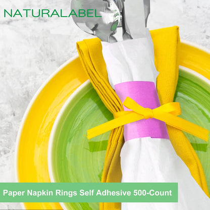 Self-Adhesive Napkin Bands, Pack of 500, Pink