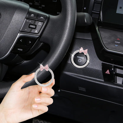 ORIESSE Pink Bow Car Accessories,Bow Tie Engine Start Button Ring