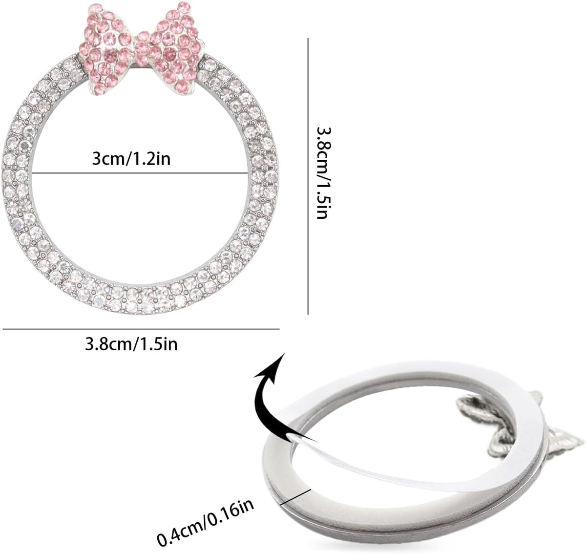 ORIESSE Pink Bow Car Accessories,Bow Tie Engine Start Button Ring