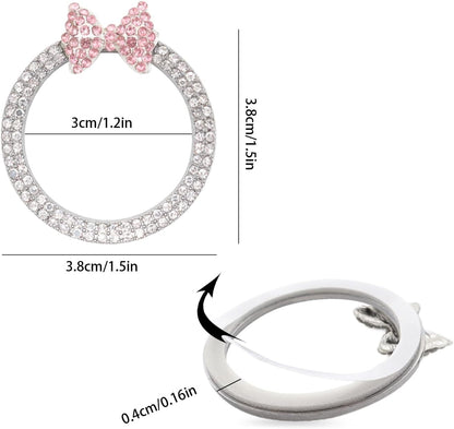 ORIESSE Pink Bow Car Accessories,Bow Tie Engine Start Button Ring