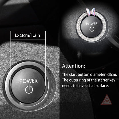 ORIESSE Pink Bow Car Accessories,Bow Tie Engine Start Button Ring