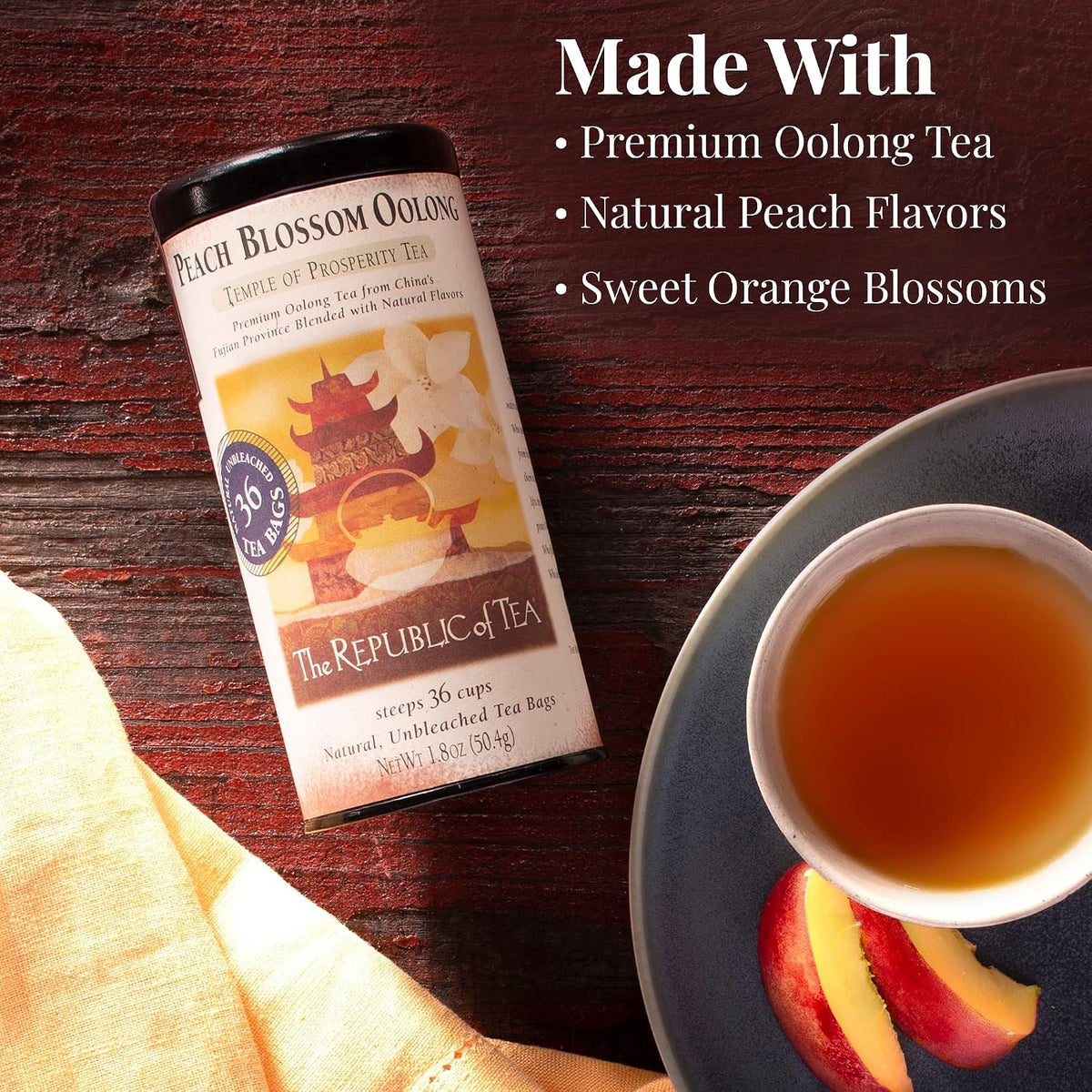 Peach Blossom Oolong Tea, Naturally Caffeinated, 36 Ct