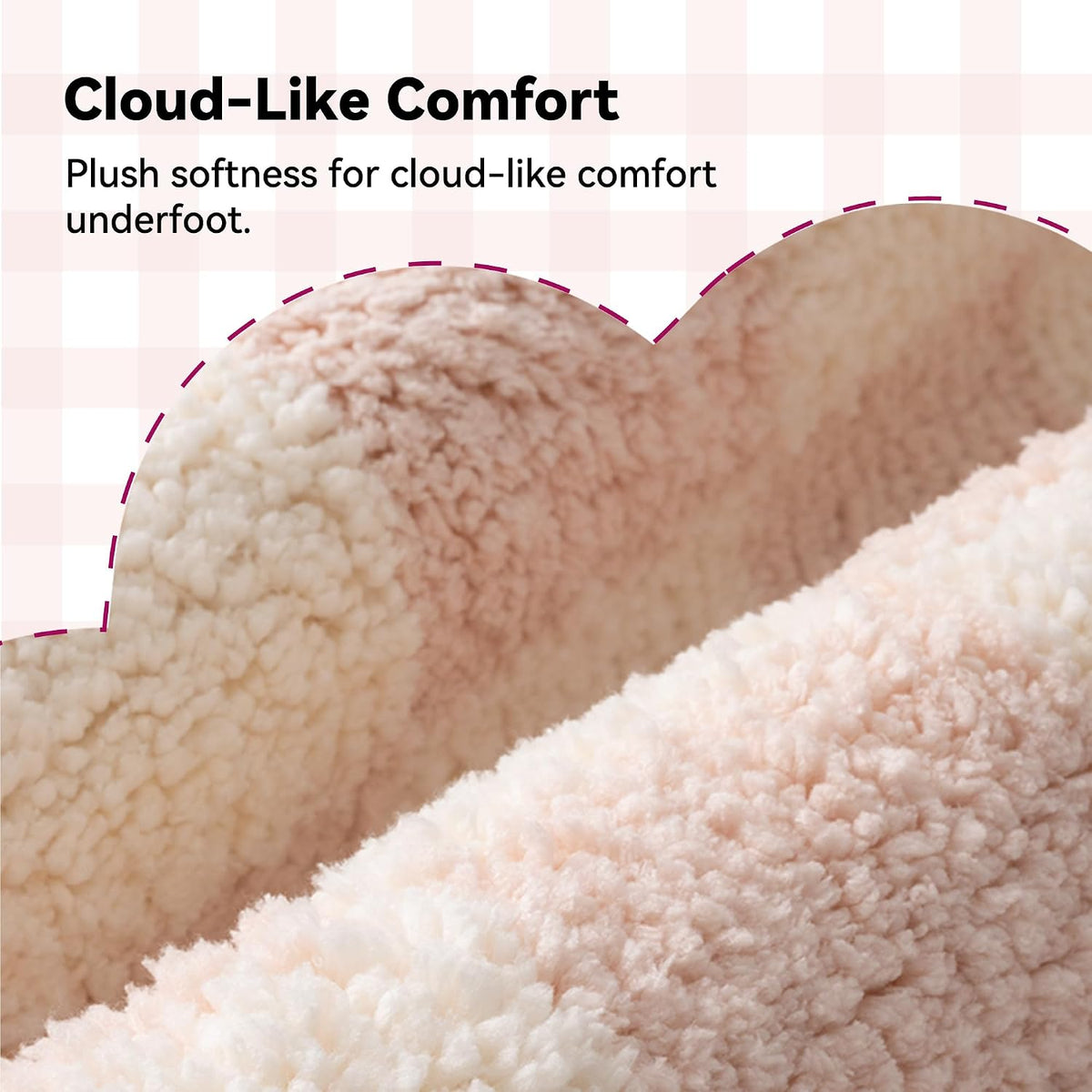 Checkered Pink U Shaped Toilet Mat, 20" x 24",Cute Toilet Rug