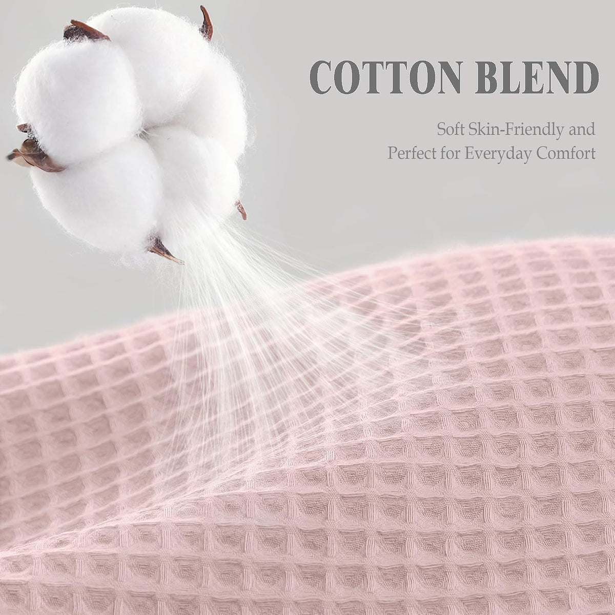 Waffle Weave Shower Curtain Heavyweight Cotton Fabric Blush Pink 72Wx72L