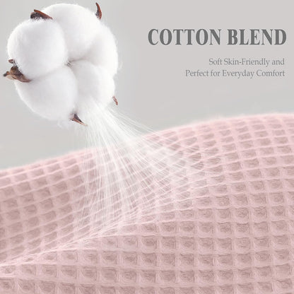 Waffle Weave Shower Curtain Heavyweight Cotton Fabric Blush Pink 72Wx72L