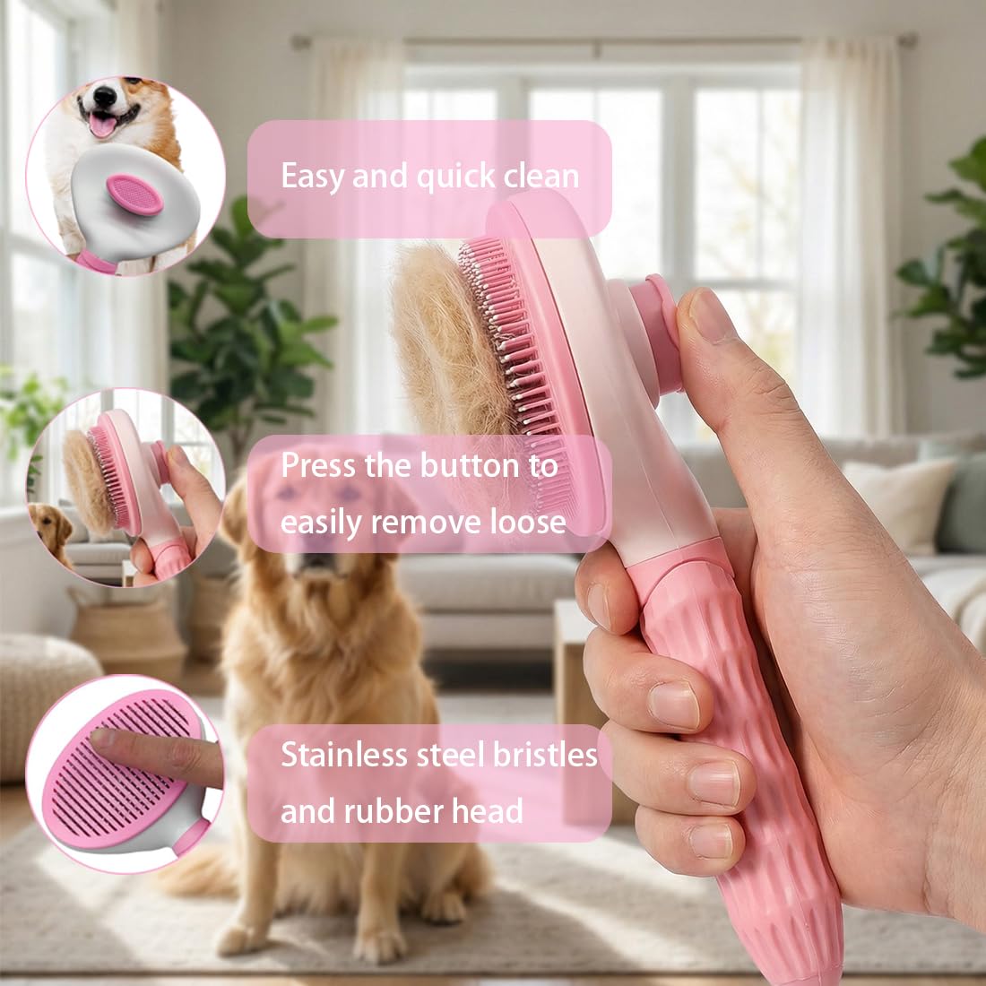 Pet Grooming Kit for Bath, Hair Brush Set with Towel, Dog Bath Supplies, Bath Grooming Kit for Pets, Slicker Brush, Washing Gloves, Shampoo Scrubber Brush, Pet Nail Clipper and File for Dogs and Cats