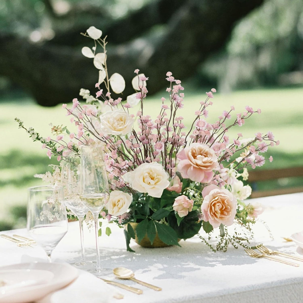 10PCS Light Pink Fake Babys Breath Bouquets 22.8" Tall Babys Breath Artificial Flowers Realistic Faux Silk Gypsophila Flowers Bulk for Bridal Shower Wedding Party Home Decorations (Light Pink)