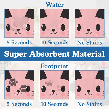 Pink Cat Dog Food Mat–Absorbent Quick Dry Feeding Placemat for Food and Water Bowls, Non Slip Rubber Backing, Waterproof Pet Supplies for Mess-Free Eating 12"x20"