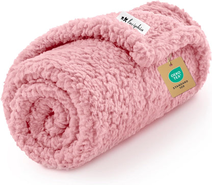 Premium Fleece Pet Blanket for Small Medium Dogs Puppy Soft Sherpa Calming Cat Throw Blankets(Pink,30x20 inches)
