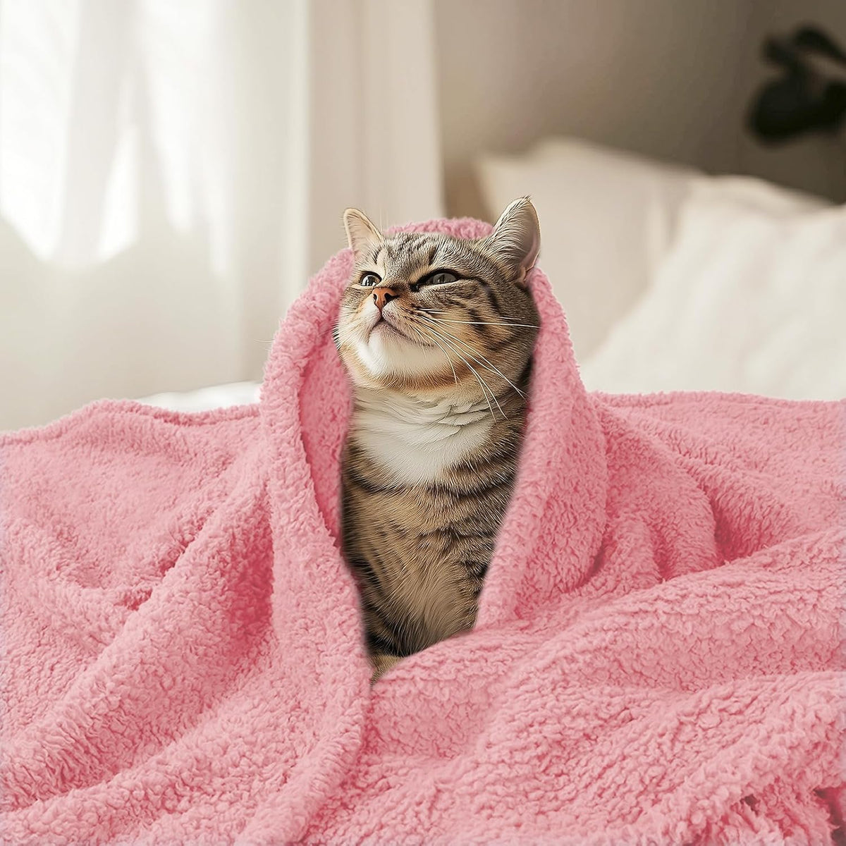 Premium Fleece Pet Blanket for Small Medium Dogs Puppy Soft Sherpa Calming Cat Throw Blankets(Pink,30x20 inches)