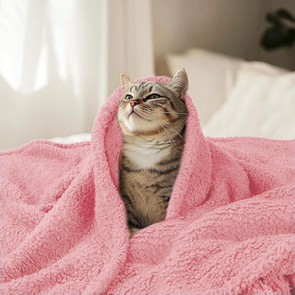 Premium Fleece Pet Blanket for Small Medium Dogs Puppy Soft Sherpa Calming Cat Throw Blankets(Pink,30x20 inches)