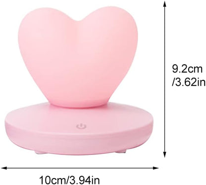 Heart Shaped Night Light, Cute Lamp, USB Rechargeable Bedside Lamp, 3 Gear Touch, Portable Love Heart Silicone Lights, Gift for Christmas Valentine's Day Anniversary Wedding