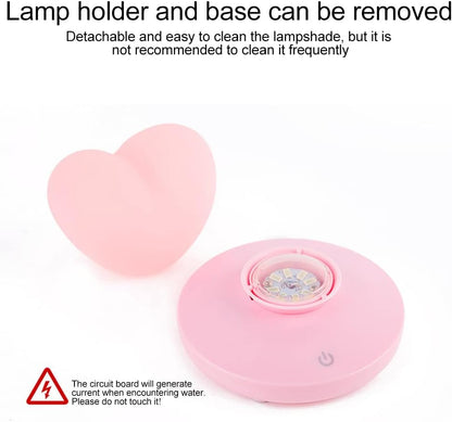 Heart Shaped Night Light, Cute Lamp, USB Rechargeable Bedside Lamp, 3 Gear Touch, Portable Love Heart Silicone Lights, Gift for Christmas Valentine's Day Anniversary Wedding