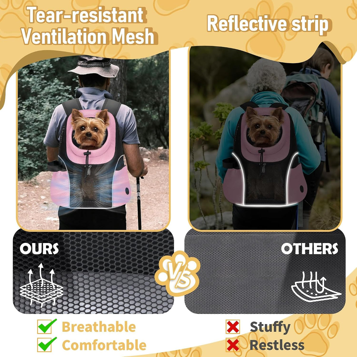 Pet Dog Carrier Backpack, Ventilated Mesh Small Dog Front Backpack