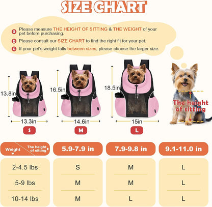 Pet Dog Carrier Backpack, Ventilated Mesh Small Dog Front Backpack