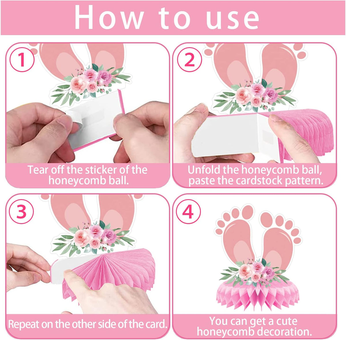 13 Pcs Pink Baby Shower Centerpiece for Girls - Honeycomb Decorations for Tables