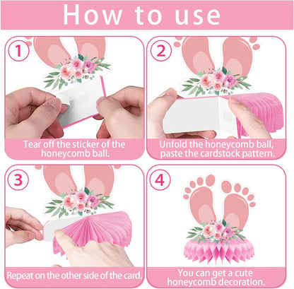 13 Pcs Pink Baby Shower Centerpiece for Girls - Honeycomb Decorations for Tables