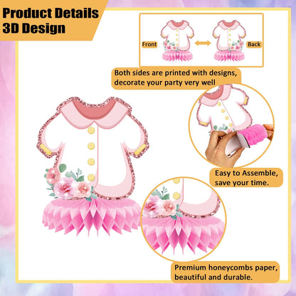 13 Pcs Pink Baby Shower Centerpiece for Girls - Honeycomb Decorations for Tables