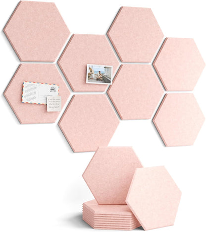 8-Pack Hexagon Felt Bulletin Board Tiles, Pink-1