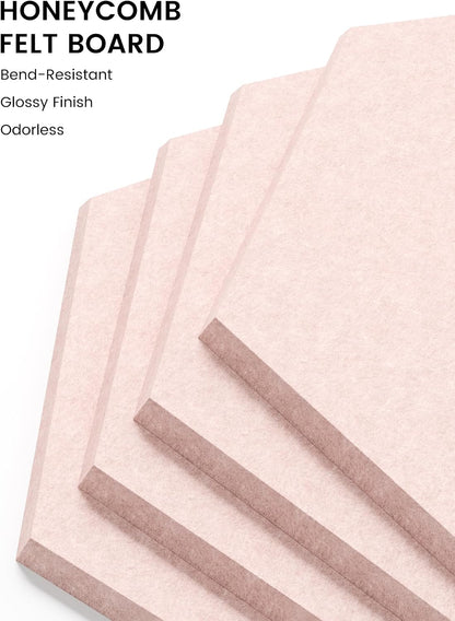 8-Pack Hexagon Felt Bulletin Board Tiles, Pink-1